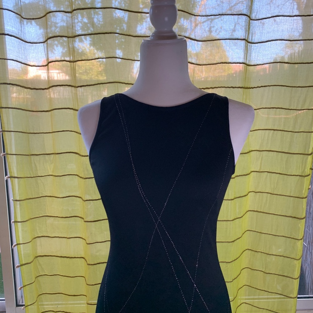 Long sleek black cocktail dressing